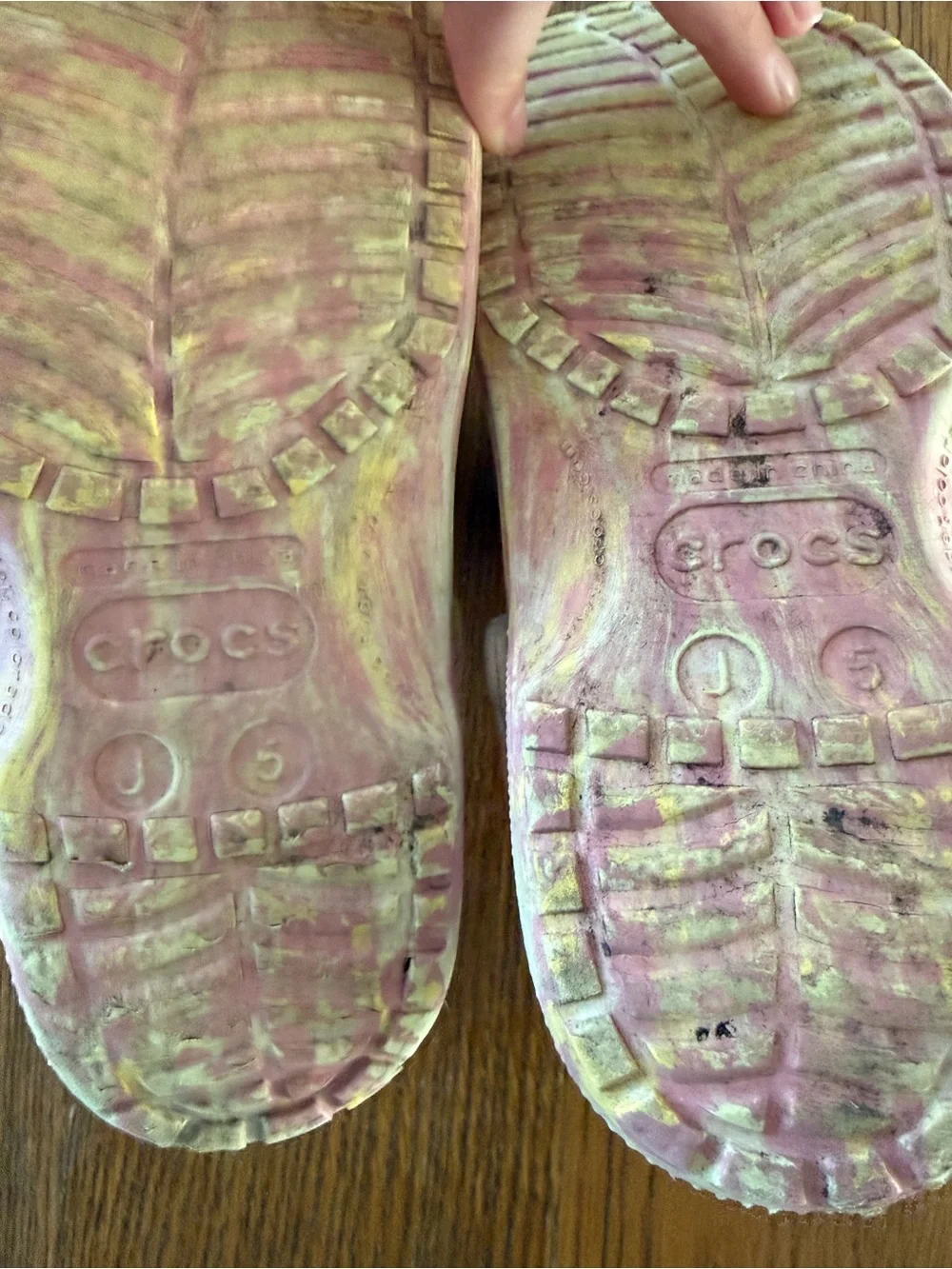 CROCS Marble Pink & Yellow Glow in the Dark Slip-On Clog